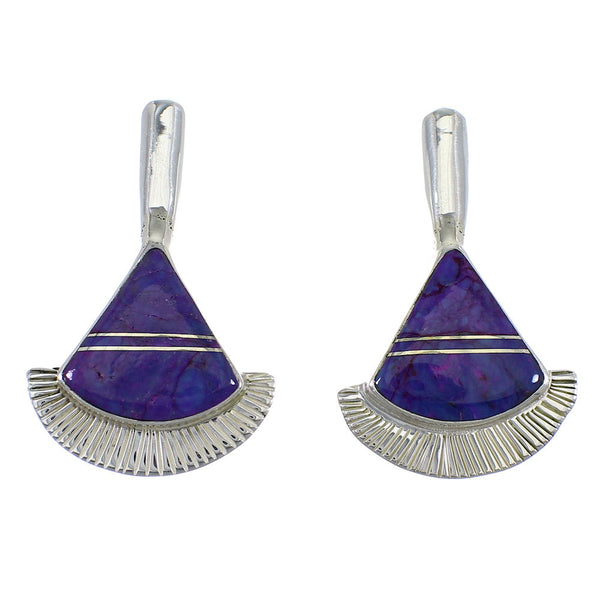 Magenta Turquoise Inlay Sterling Silver Post Earrings RX56116